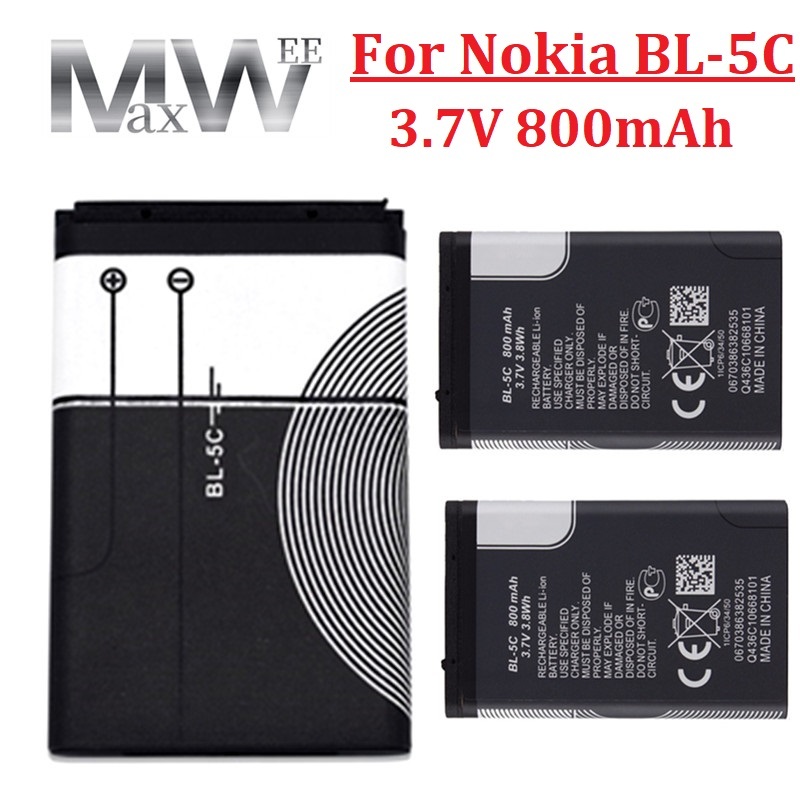BL5C BL-5C Bl 5C 3.7V 800Mah Lithium-polymeer Telefoon Batterij Voor Nokia 1100 1110 1200 1208 1280 1600 2600 2700 3100 3110 5130 6230
