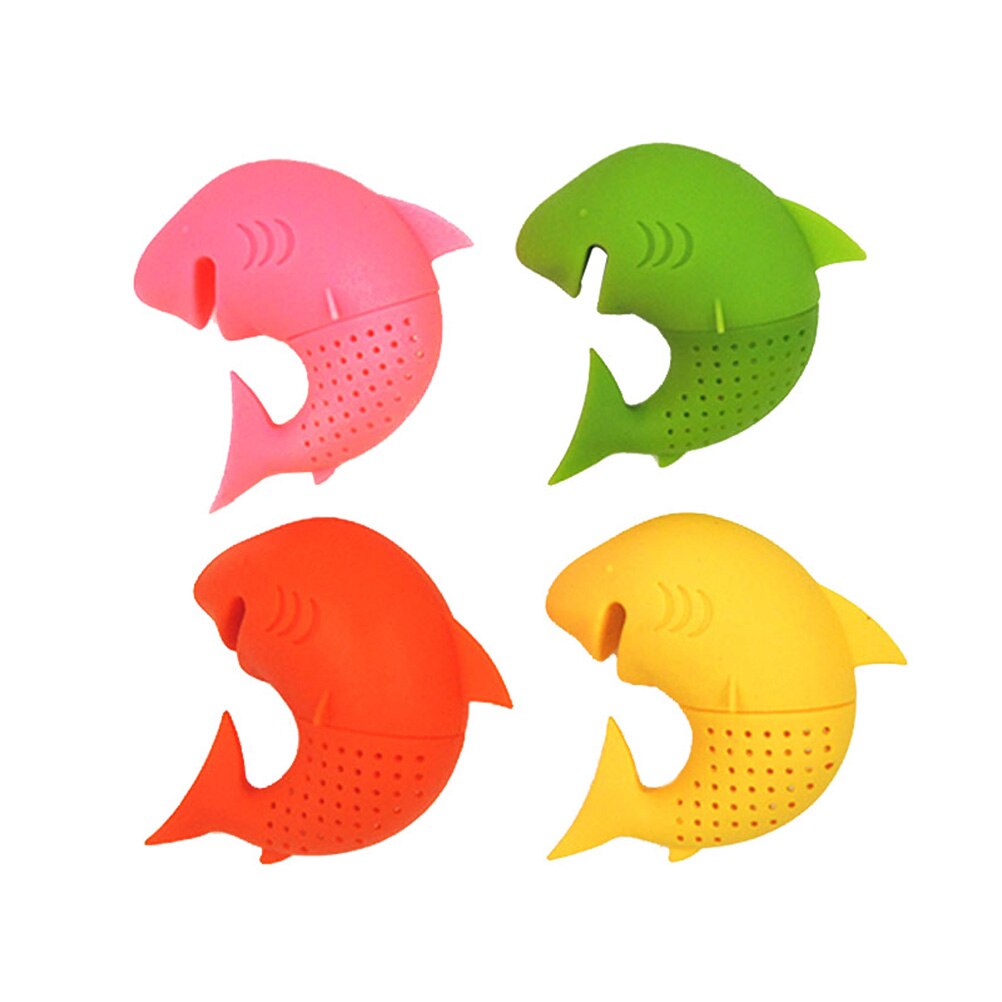 3Pcs Shark Thee-ei Herbruikbare Losse Blad Thee Zeef Filter Diffuser Siliconen Keuken Gereedschap Gadgets (Willekeurige Kleur)