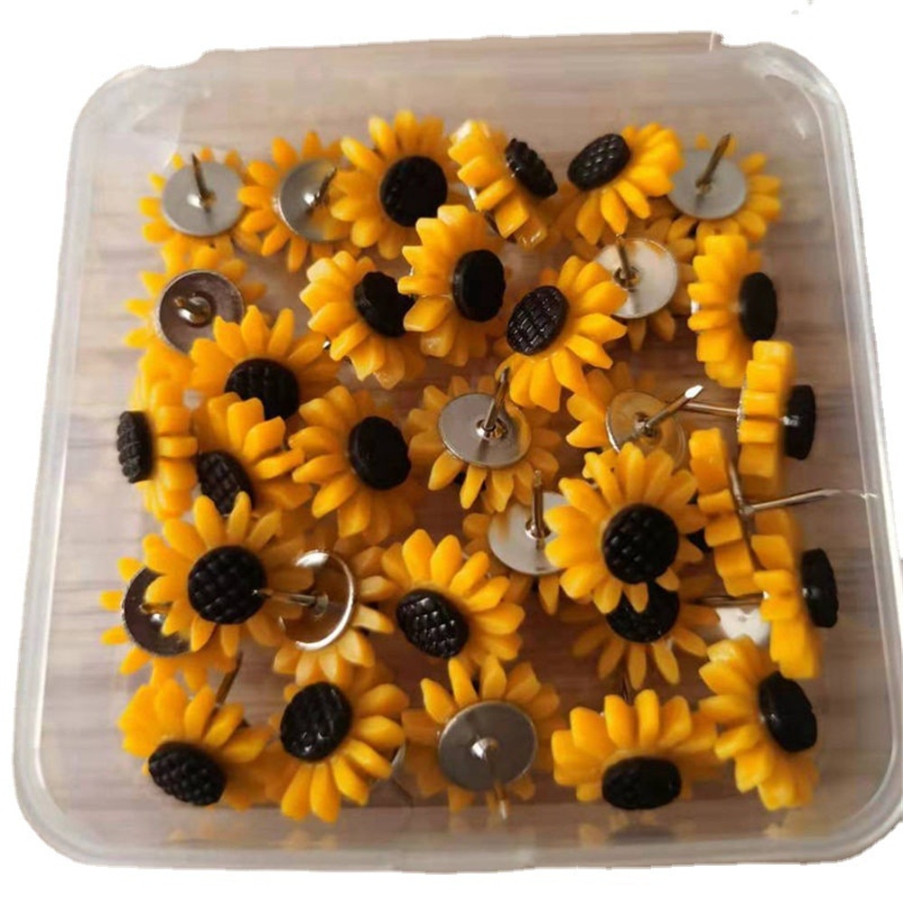 Sunflower Shape Push Pins Decoration Tack Board Bulletin Board Pins PushPin Drawing School Office Binding Supplies