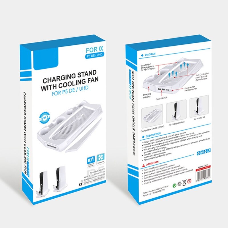 Soporte Vertical para PS5, ventilador de refrigeración, cargador doble para mandos, estación de carga, enfriador para Playstation 5