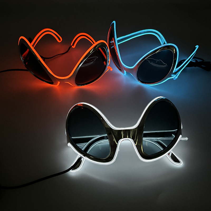 Funny Neon Glowing ET Glasses LED Luminous Alien Glasses For Halloween Party Supplies Light Up Eyeglasses Men Women Accessories