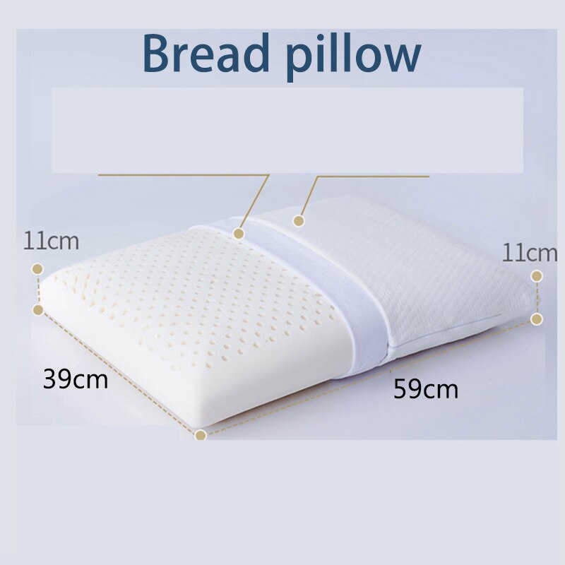 Natural-Latex Pillow Orthopedic Cervical Massage Bed Pillow Release Pressure Sleeping Pillows for Bedroom with Pillowcase: Bread Pillow