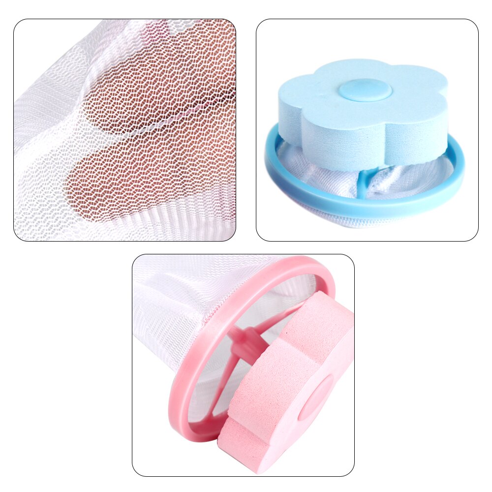 Laundry Mesh Filter Bag Washing Machine Cleaning Pouch Flower Shaped Floating Hair Catcher Bag Debris Fur Removal Net Lint Bag