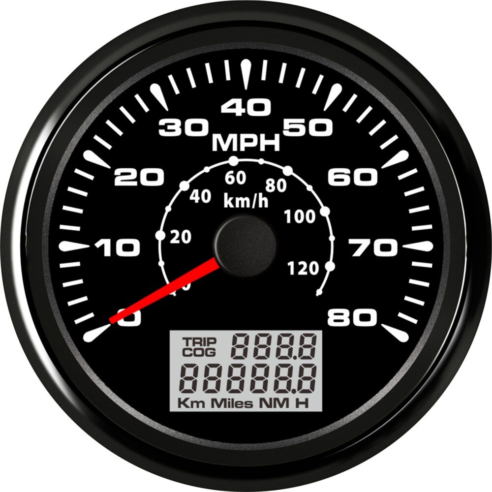 Paquete de 1 0-80MPH Auto Tuning GPS velocímetro calibres 85mm 0-120 km/h miómetros de velocidad GPS Odometers Travel Gauges Cog 9-32vdc