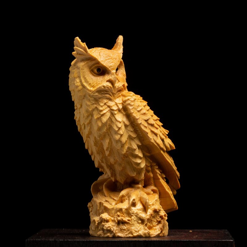 Buchsbaum 9cm 11cm 13cm Eule Skulptur Massivholz Tier Statue Wohnzimmer Dekoration Nighthawk Wohnkultur