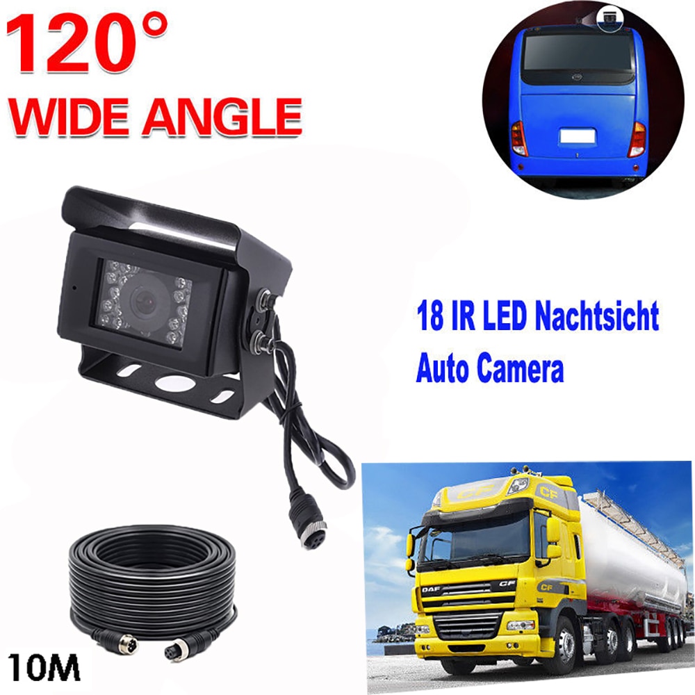 Podofo Car Rear View Camera Backup Camera for Bus RV Truck Trailer Heavy Duty + 5M/10M/15M/20M Aviation Connector Plug Cable