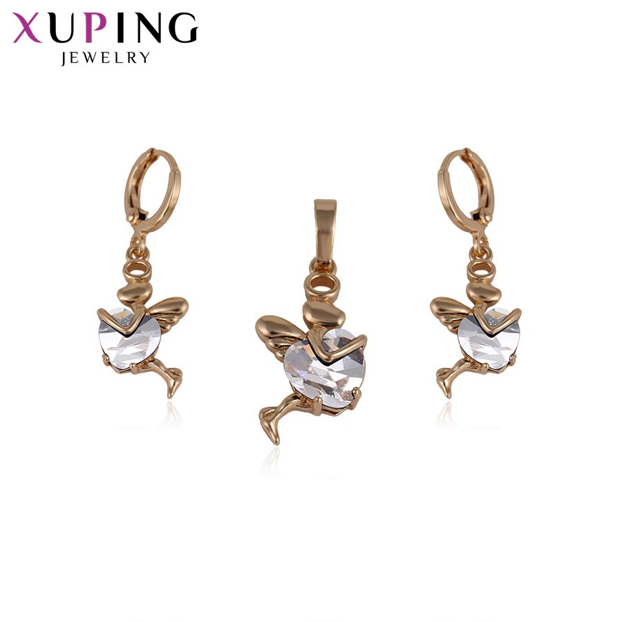 Xuping Luxury Jewelry Sets Angel Love Gold Color Plated Pendants Jewelry for Women S56-64073