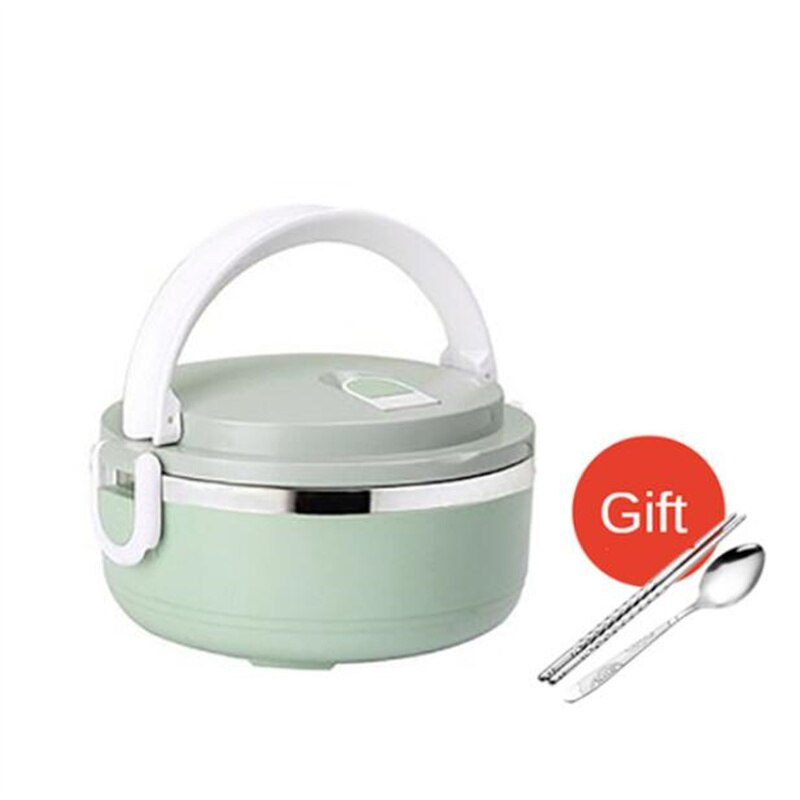 Microwave Stainless Steel Thermal Lunch Box Food Storage Box Travel Picnic Leakproof Portable Students Work Adult Lunch Box: Green 1 Layer