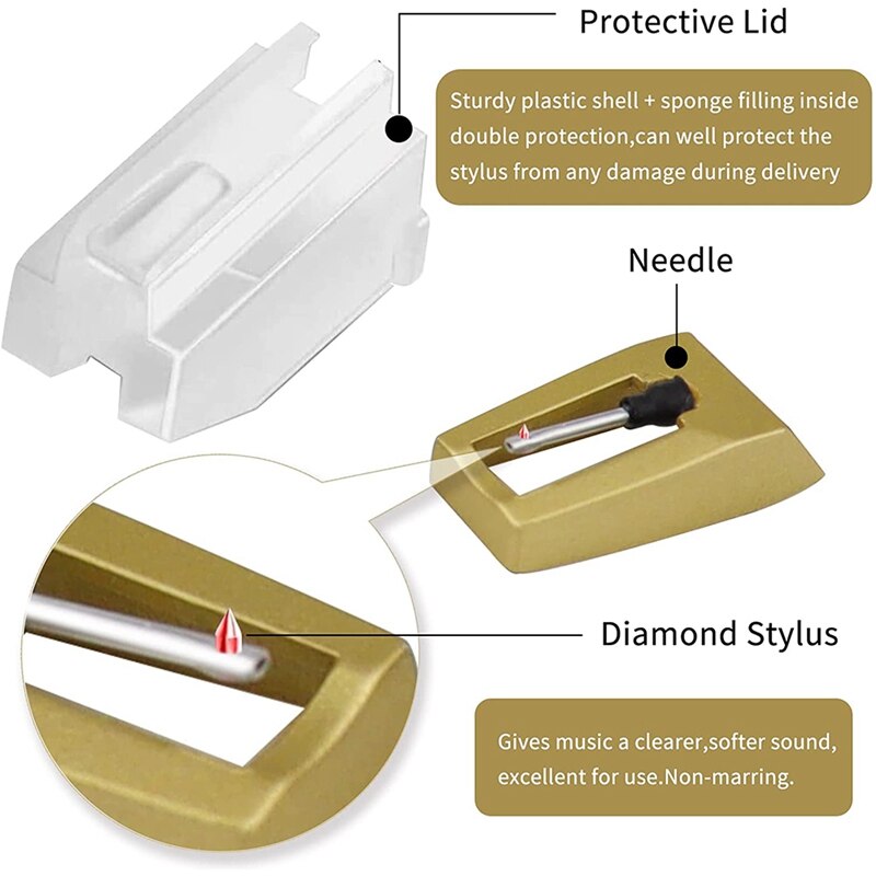 Platenspeler Naald, Verbeterde Platenspeler Cartridge Met Diamant Stylus Vervanging Voor Crosley,Victrola, Ion, Lp