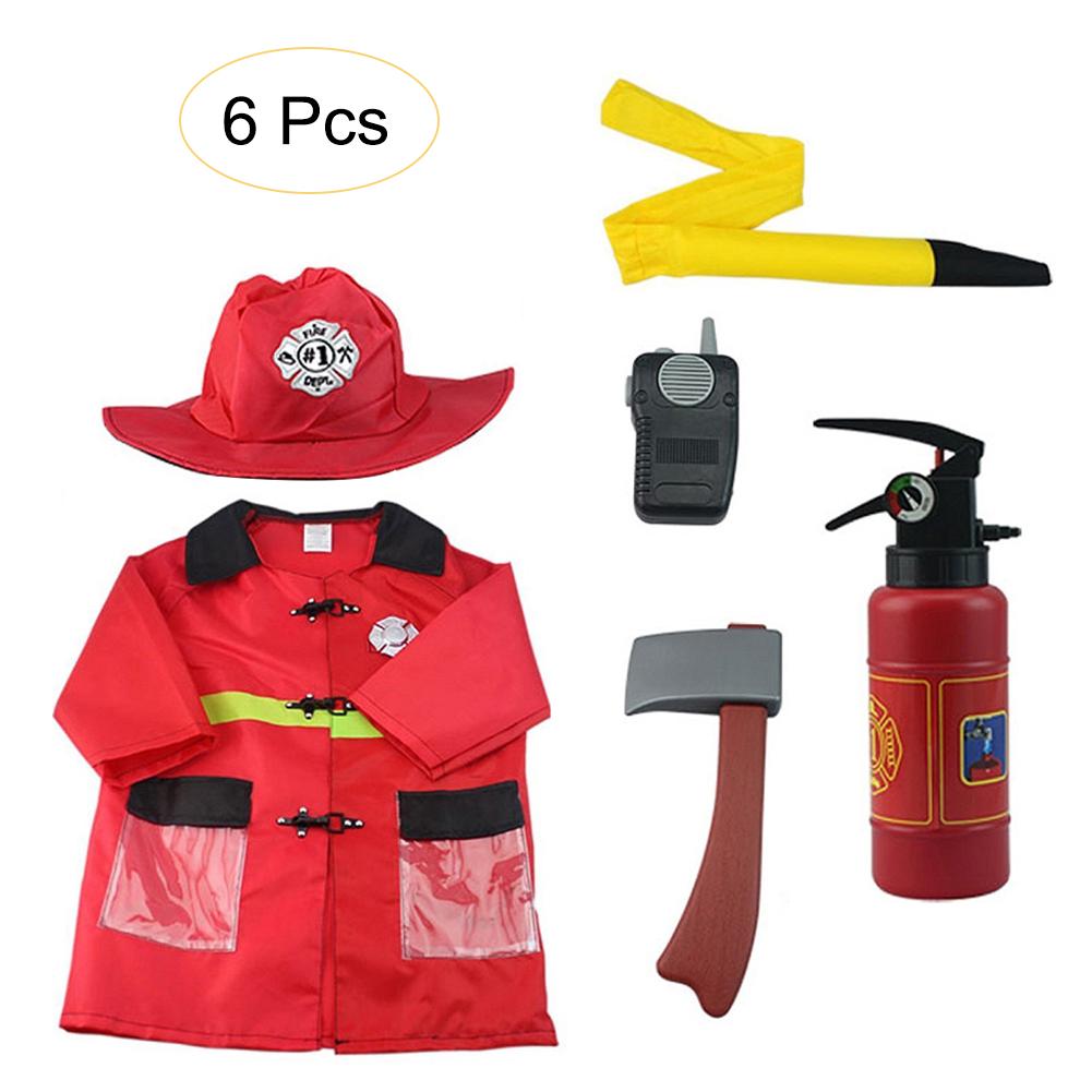 Vier Soorten Brandweerman Kids Simulatie Kostuums Pak Voor Meisje Jongen Party Uniformen Set Speelgoed Firefighter Grappige Verstelbare Hoed