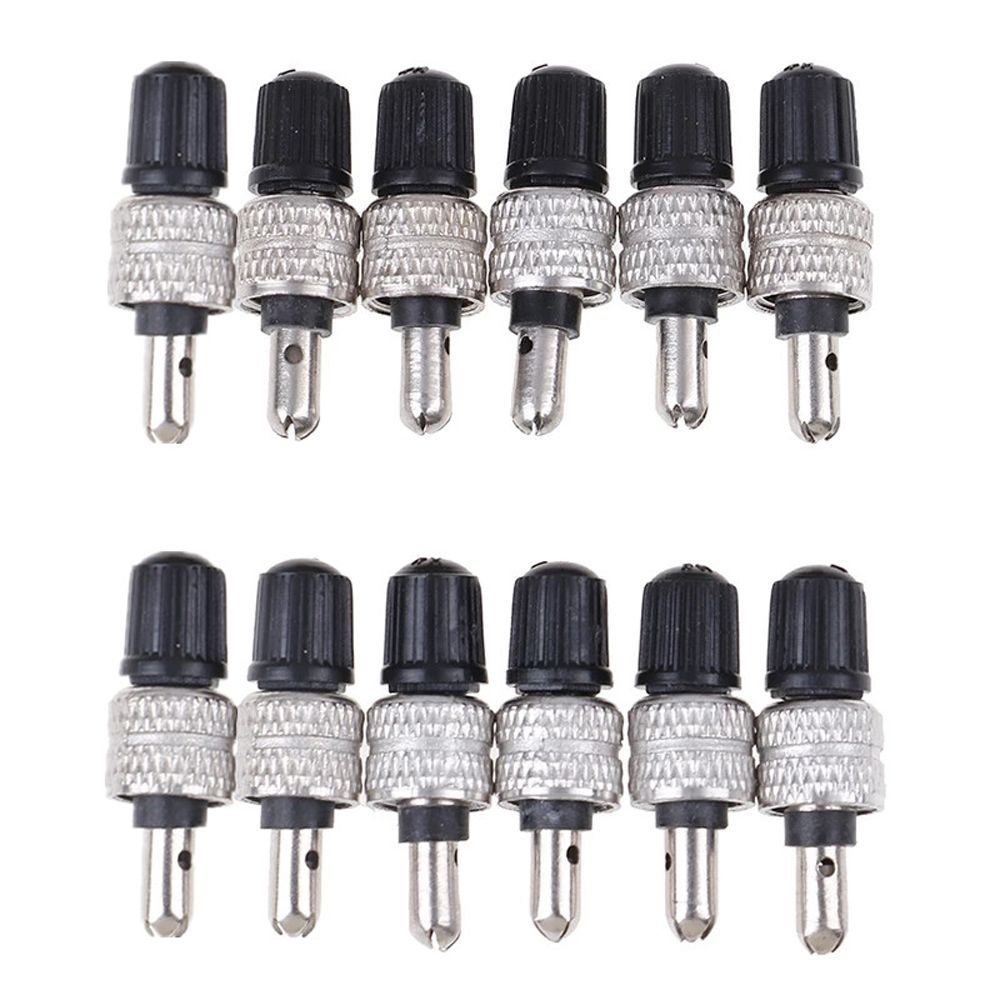 12Pcs Nickel Plated Brass Bike Wheel Tire Valve Core with Cap Bicycle Schrader Valve Ultralight Zinc Alloy MTB Mountain Road