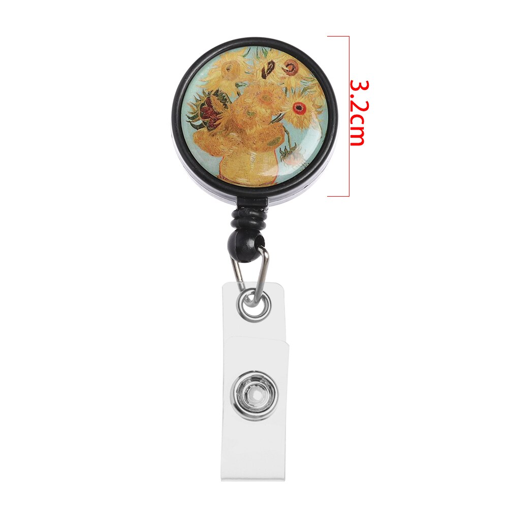 Retractable Nurse Badge Reel Clip Flower Pattern IC Name Card Badge Holder Nurse ID Name Card Unisex