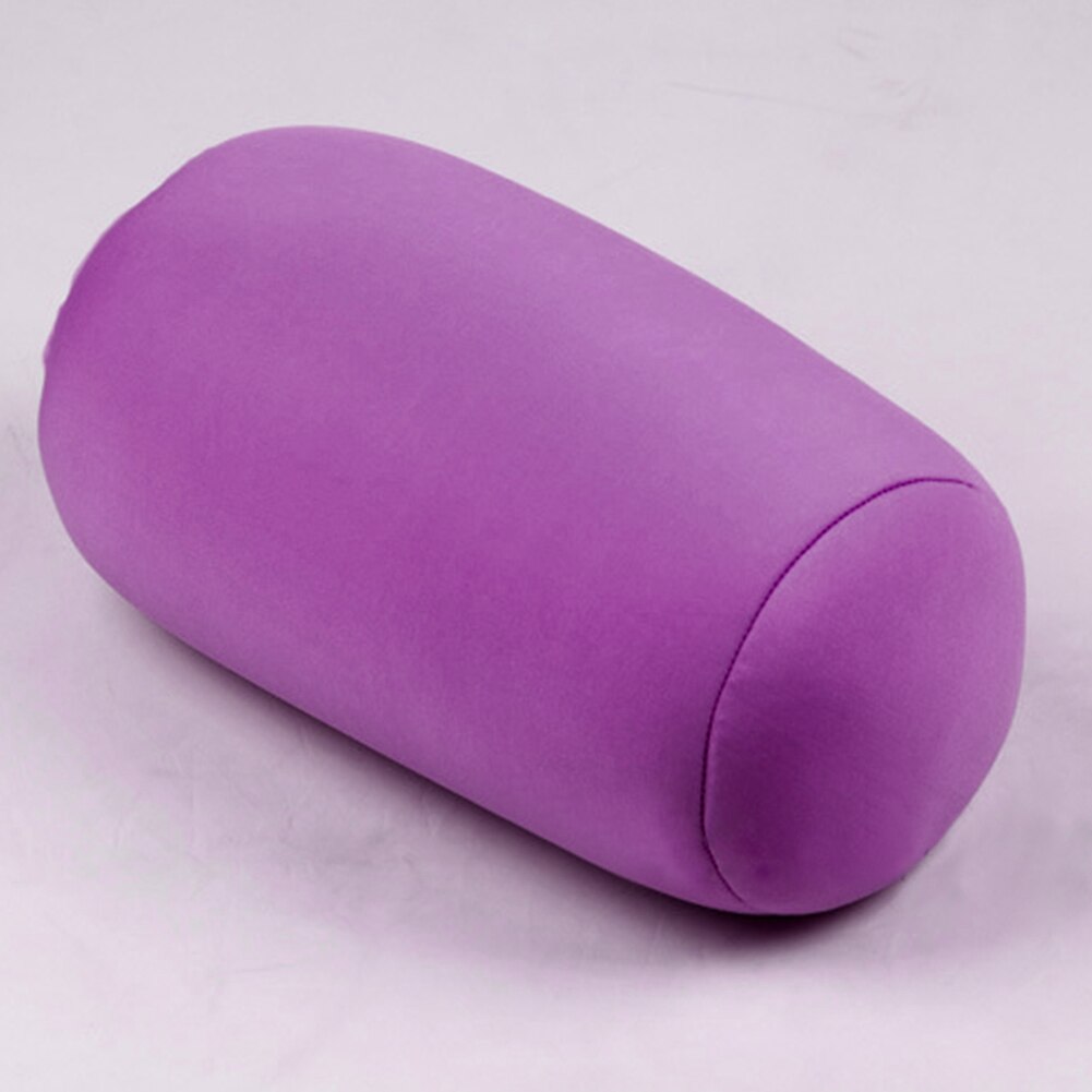30cmx16cm Cylindrical pillow Micro Mini Microbead Back Cushion Roll Pillow Head Convenient Travel Pillow Bed Decoration: Purple