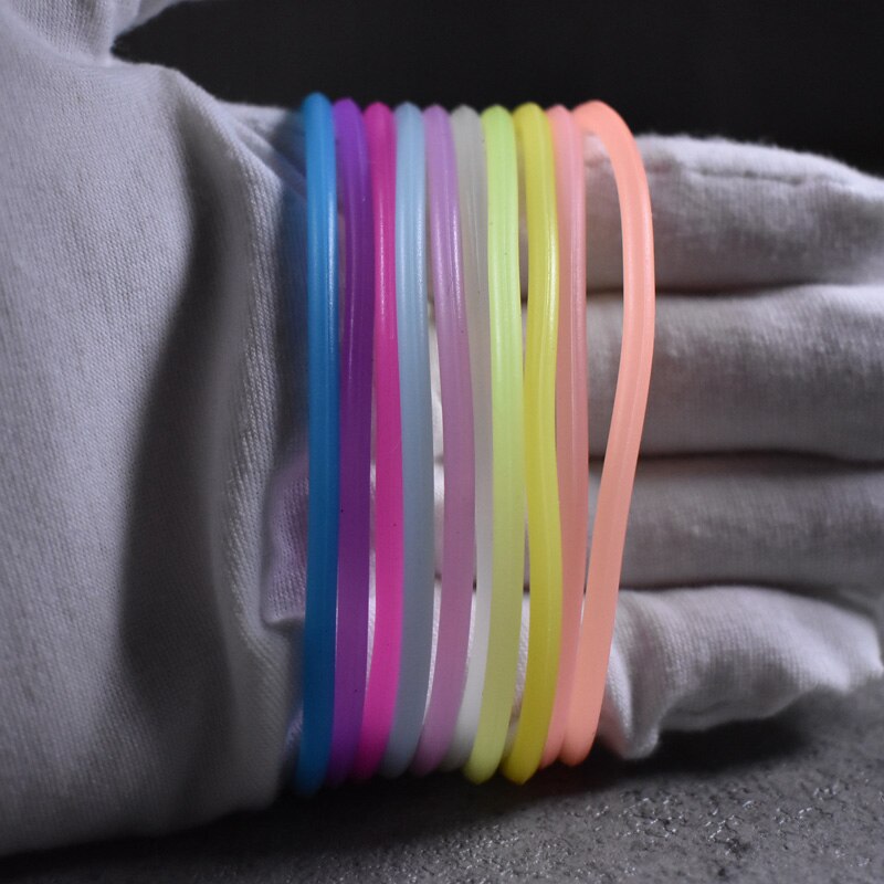 10pcs braccialetti fluorescenti di bagliore notturno in Silicone gommoso per le donne ragazze braccialetto di gomma braccialetto elastico Hairband Scrunchie regali