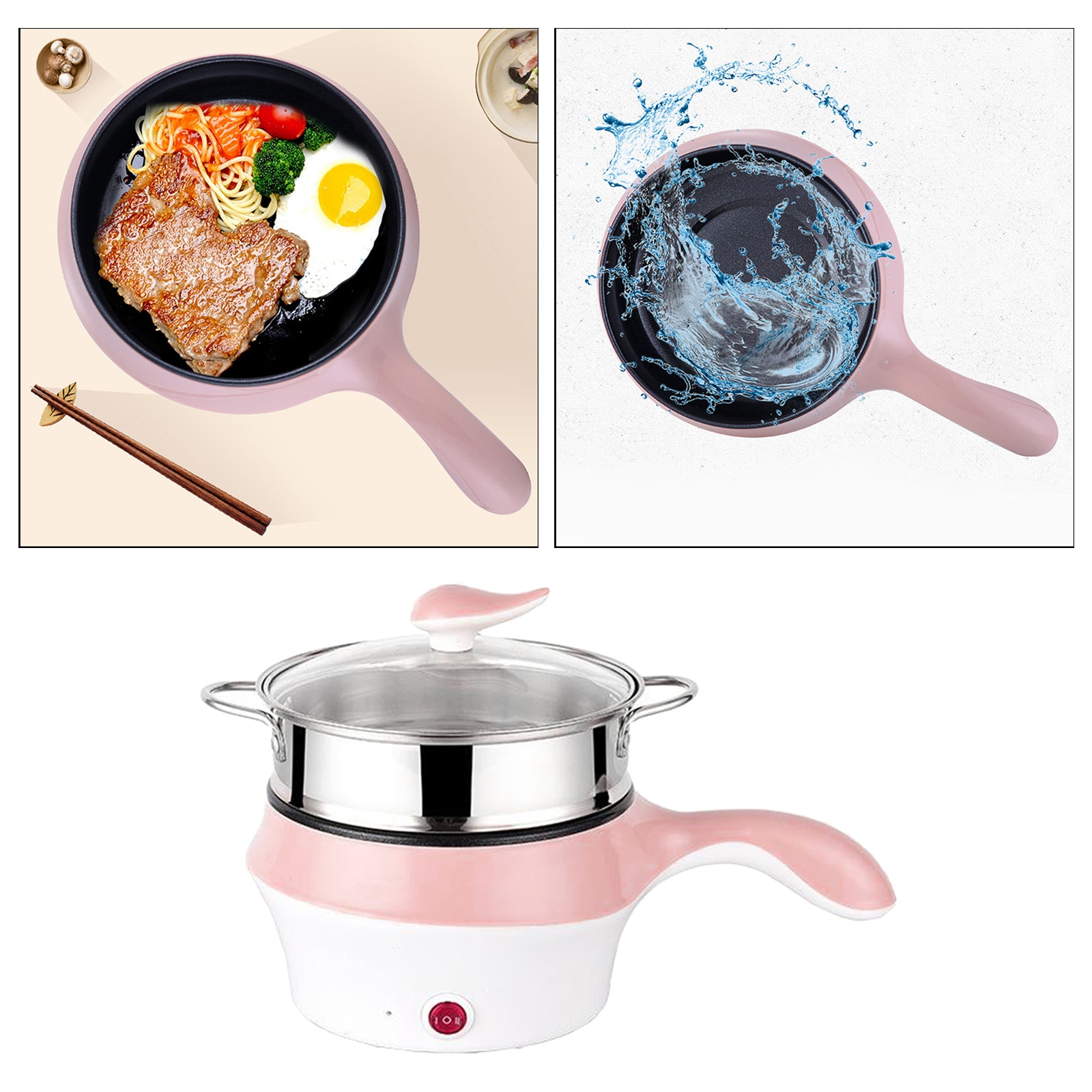 1.2/1.8L Mini Multifunction Electric Cooker Skillet Wok Electric Pot for Student Rice Soup Steamed Small Non-stick Household