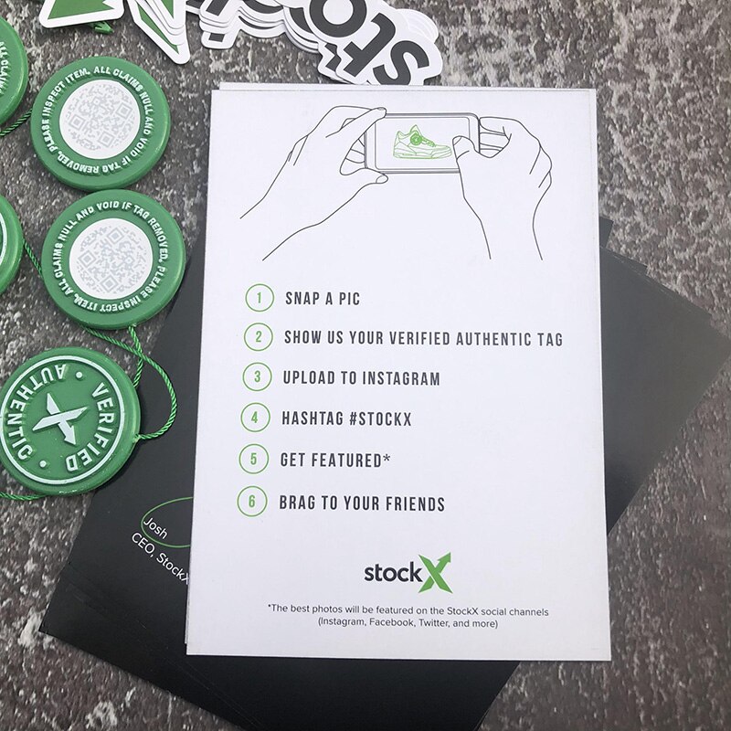 5sets Lot StockX Tag Green Circular Tag Rcode Stickers Flyer Plastic Shoe Buckle Verified X Authentic Tag