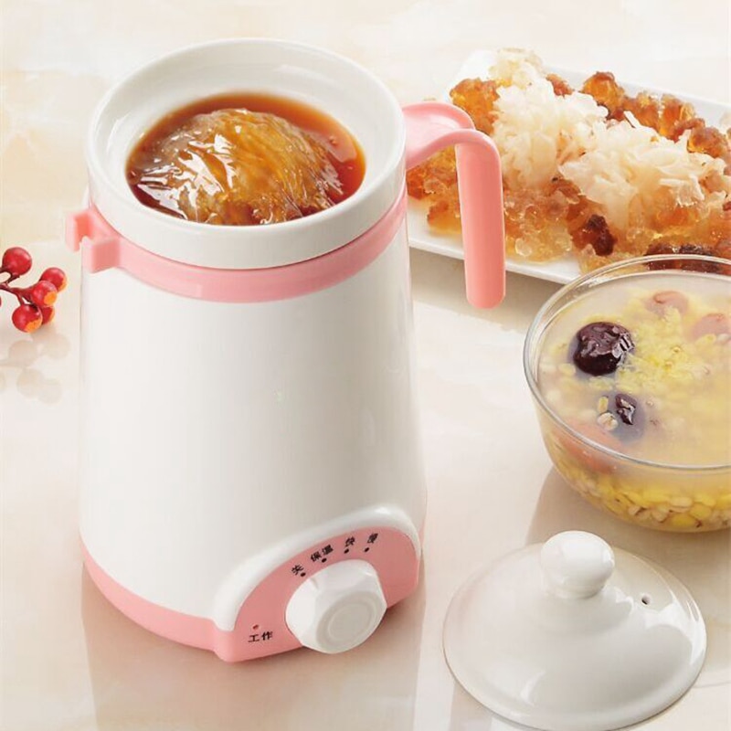 DMWD 0.5L biuro mini elektryczny wolnowar 220V 3 biegów ceramiczne owsianka garnek robić zupy podróży podgrzewany elektrycznie kubek mleko ogrzewanie kubek