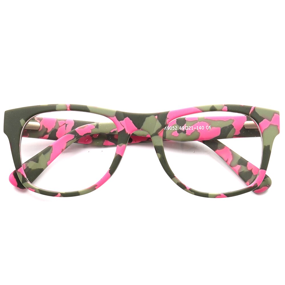 Men Square Glasses Frames Women Camo Optical Eyeglass Frame Camouflage Round Prescription Pink Eyewear Spectacles: Pink c6