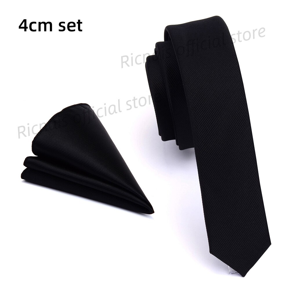 Ricnais-Corbata ajustada de 4cm para hombre, conjunto de pañuelo de Color liso rojo y amarillo, para y boda