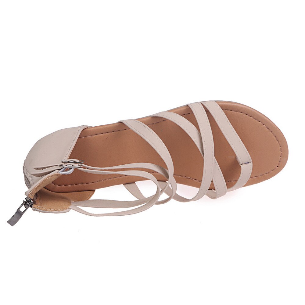 Women's Sandals Cross Tied Flat Sandals Zipper Summer Flat Roman Gladiator Beach Sandals Wedge Flat Sandals sandalias mujer