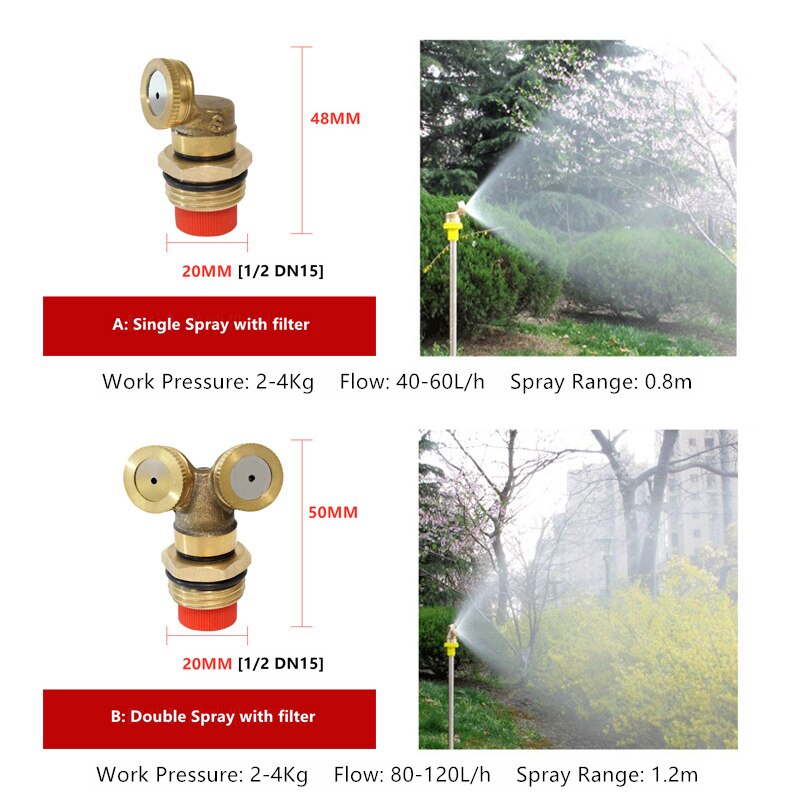 Lage Druk Koperen Sproeikop Tuin Water Verneveling Strooi Landbouwsproeier Voor Tuin Watering Verstelbare Water Mist