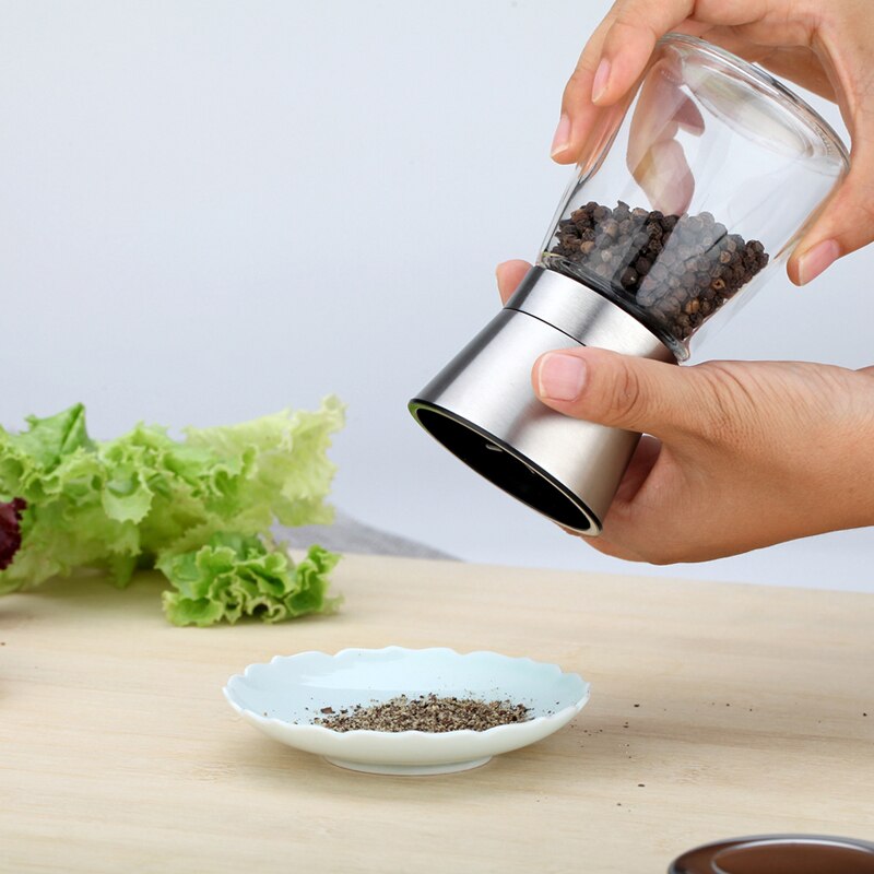 Molinillo Manual de acero inoxidable para cocina, juego de molinillo de sal y pimienta, 1 agitador, molinillo de especias, herramientas de cocina de 3 grados