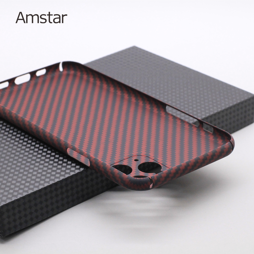 Amstar handyhülle aus reiner kohlefaser mit linsenschutz für iphone 13, 12 , 11 Profi max , 12 Mini – ultradünne hartschalen-schutzhülle aus kohlefaser