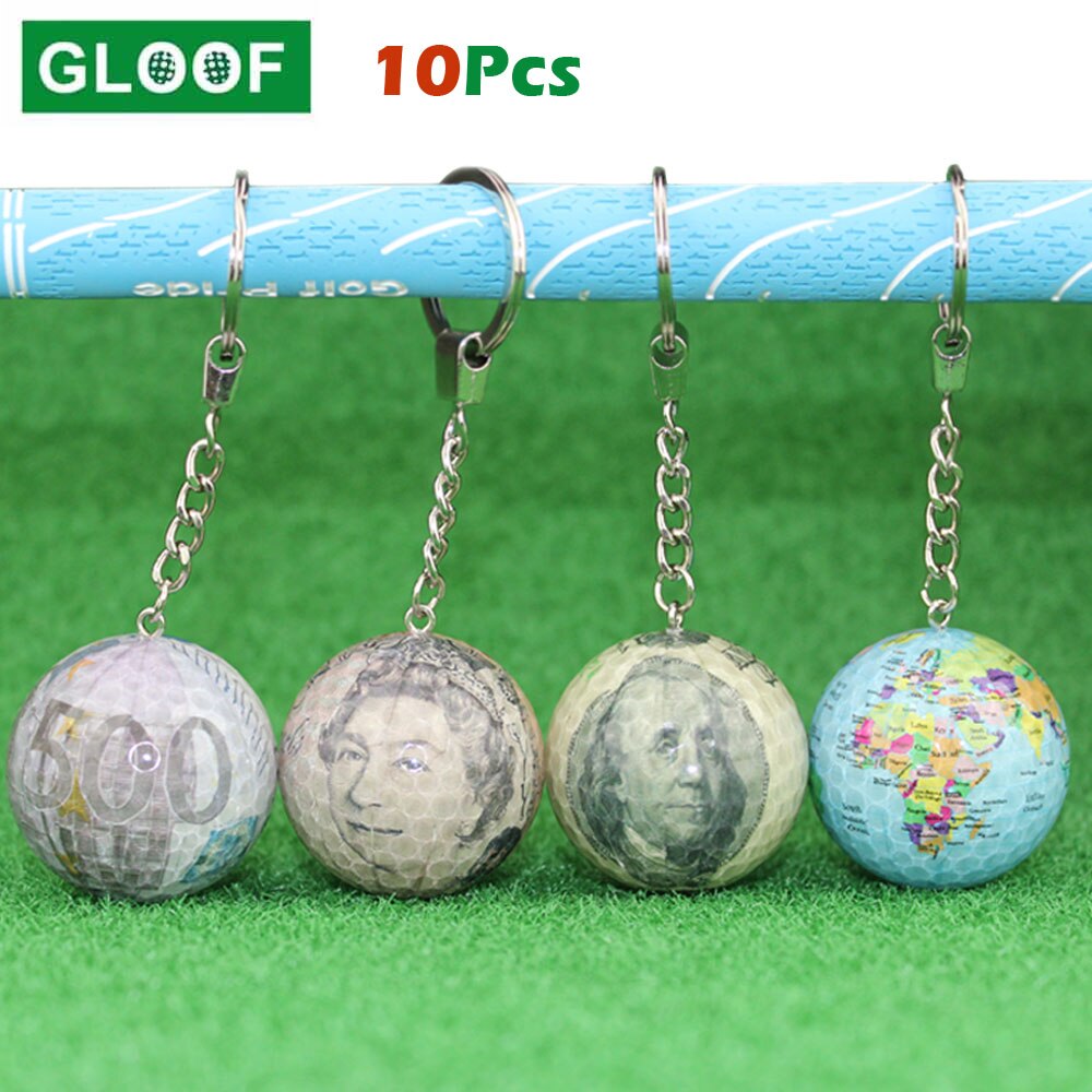 10 Stks/partij Golfbal Grappige Synthetische Rubber Hars Golfen Praktijk Ballen Met Sleutelhanger