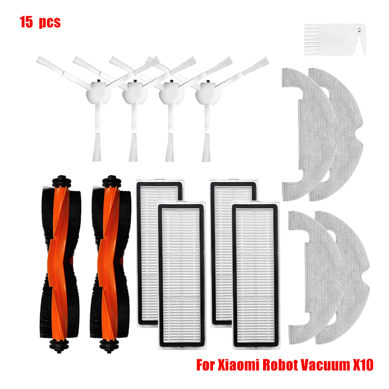 Piezas de Robot aspirador Xiaomi X10, Cepillo Lateral principal, filtro Hepa, paño de mopa, bolsa de polvo, accesorios de repuesto: Caqui oscuro