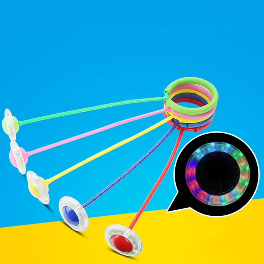 Bola de salto de juguete elástica para niños, juego de Yo, Anillo de pie luminoso, anillo de rotación