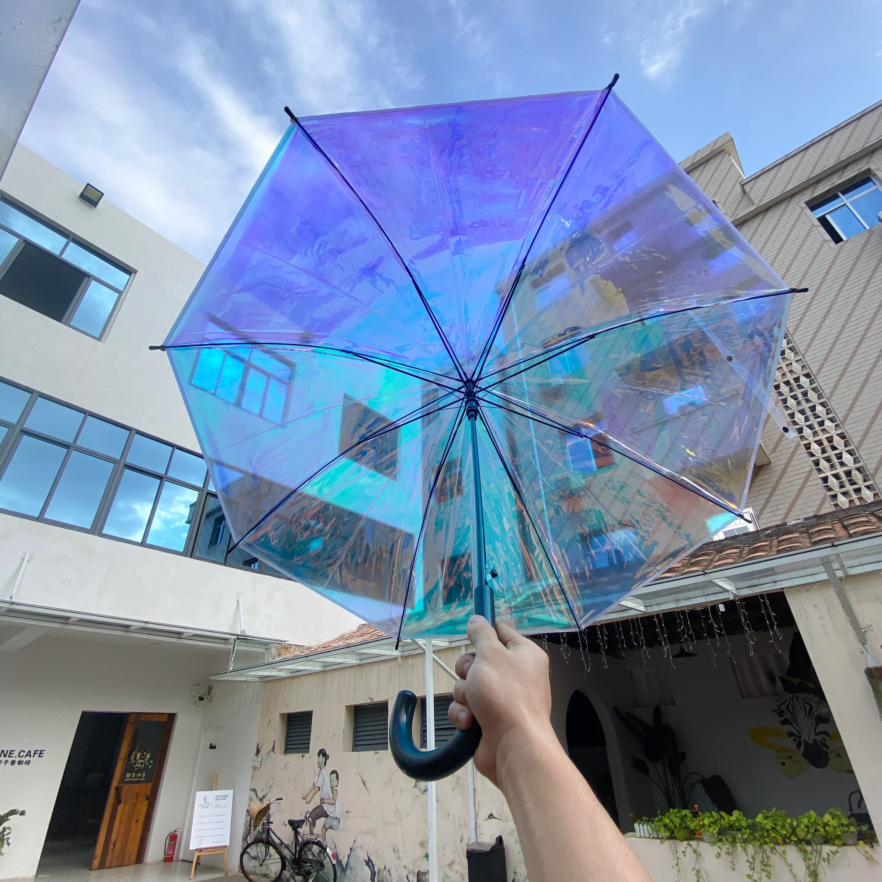 Parapluie inversé pour adultes, pochette de plage, Transparent, parasol automatique, articles ménagers EF50UB