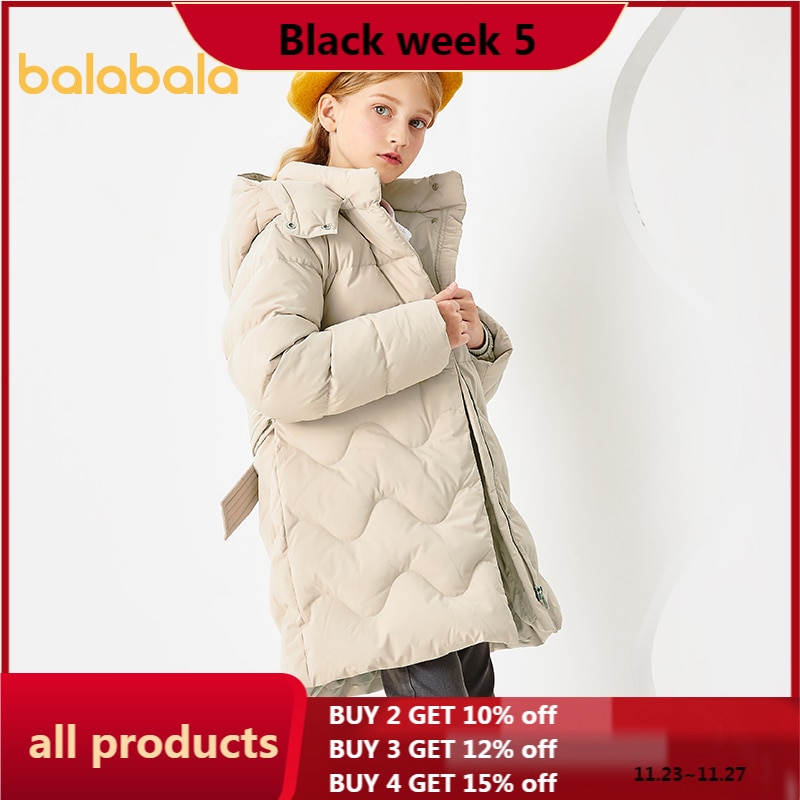 Balabala Winter Meisjes Witte Eend Donsjack Kinderen Donsjack Hooded Outdoor Dikke Warme Kinderen Sneeuw Jas