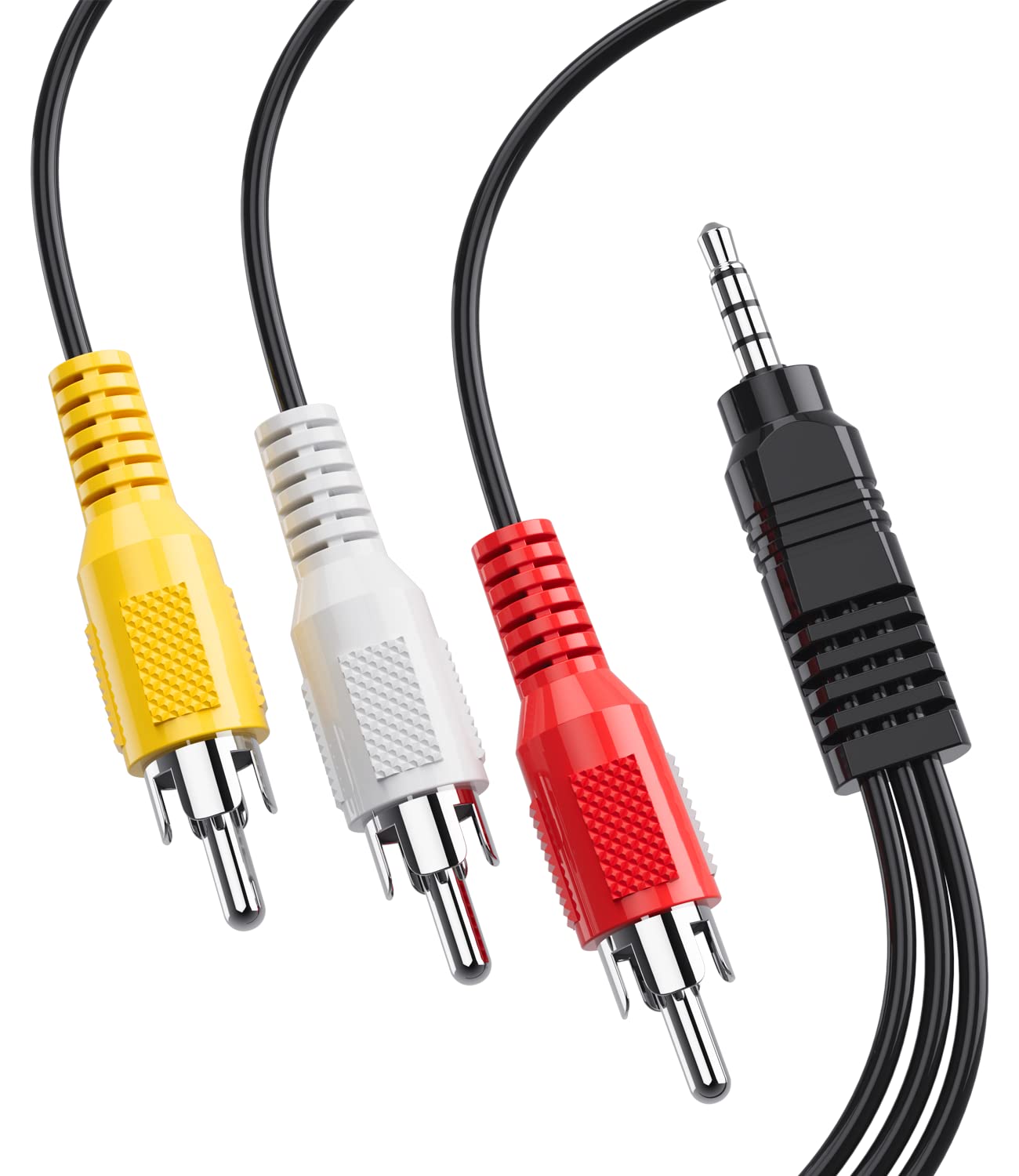 Cavo di uscita audio video AV da 4 poli da 3,5 mm a 3RCA, cavo da 1/8" TRRS a 3 RCA maschio per videocamera set-top box TV