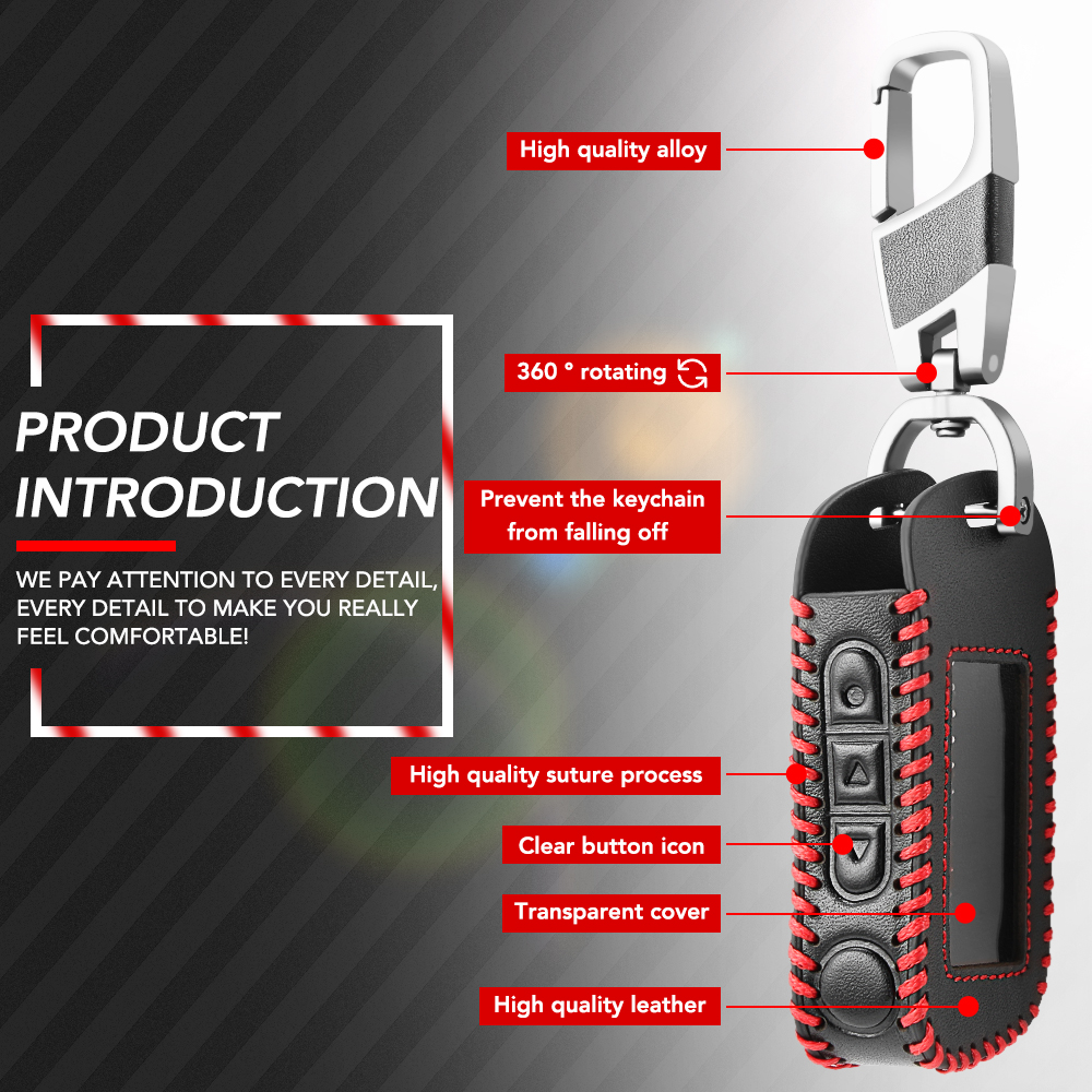 A93 a96 sleutelhangers van zwart leer met sleutelhoes voor starline  a93 a39 tweeweg autoalarm afstandsbediening  a63 lcd-zender