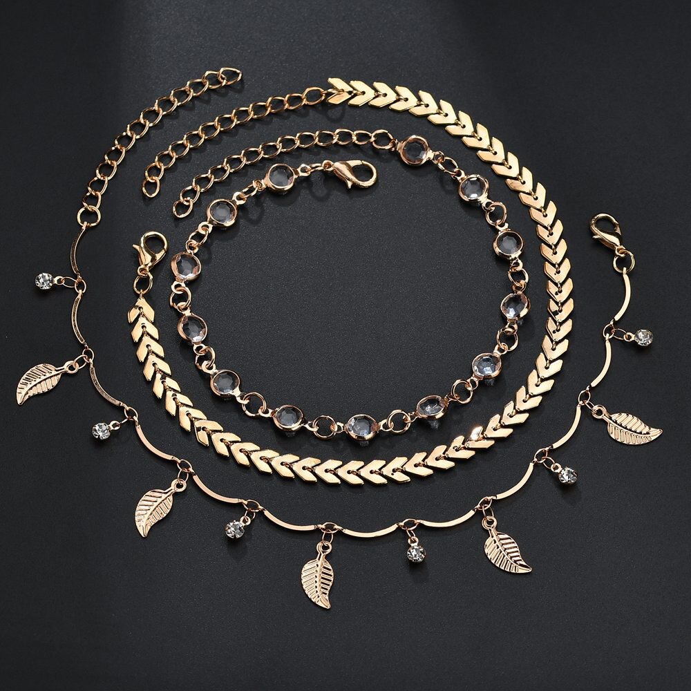 SUMENG 3 unids/set, AnkletsFoot Accesorios de playa verano descalzo pulsera para sandalias tobillo mujer tobillo para las mujeres