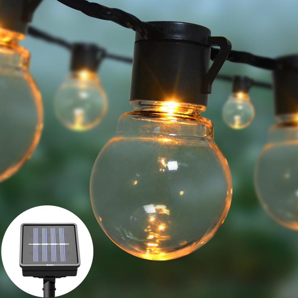 Solar Lamp LED Bulb String Lights Outdoor Crystal Ball Clear Globe Girlanda 20m 5m 6m Garden Decoration patio lights