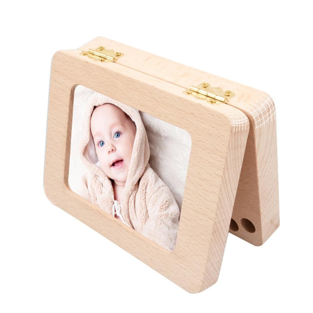 Wooden Photo Frame Fetal Hair Deciduous Tooth Box Organizer Milk Teeth Storage Umbilical Lanugo Save Collect Baby Souvenirs