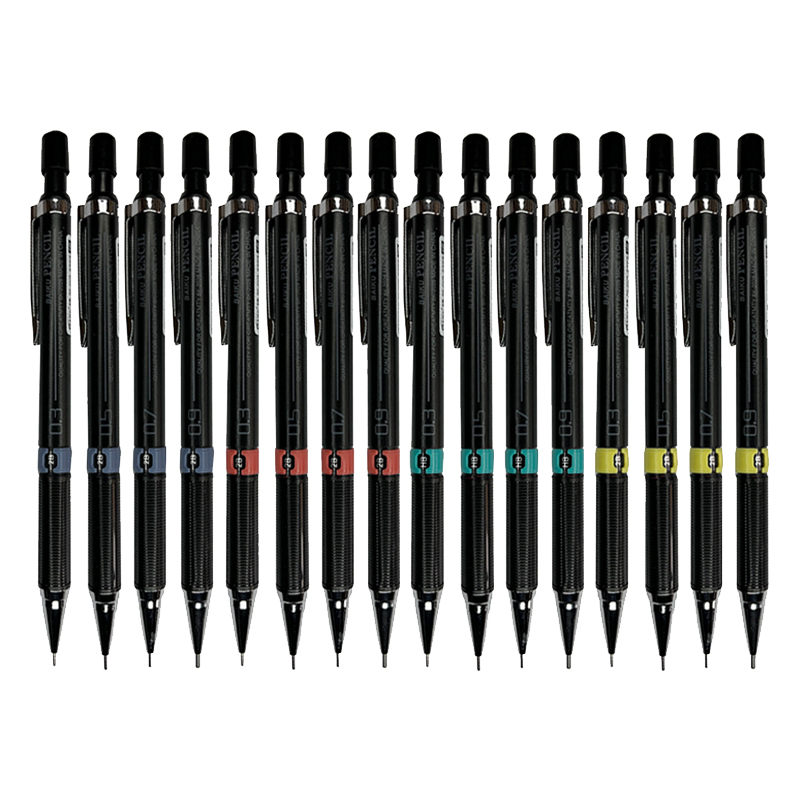 Lápiz mecánico con juego de cables, lápices automáticos para estudiantes con de borrador, suministros de escritura y pintura escolar, 0,3/0,5/0,7/0,9mm