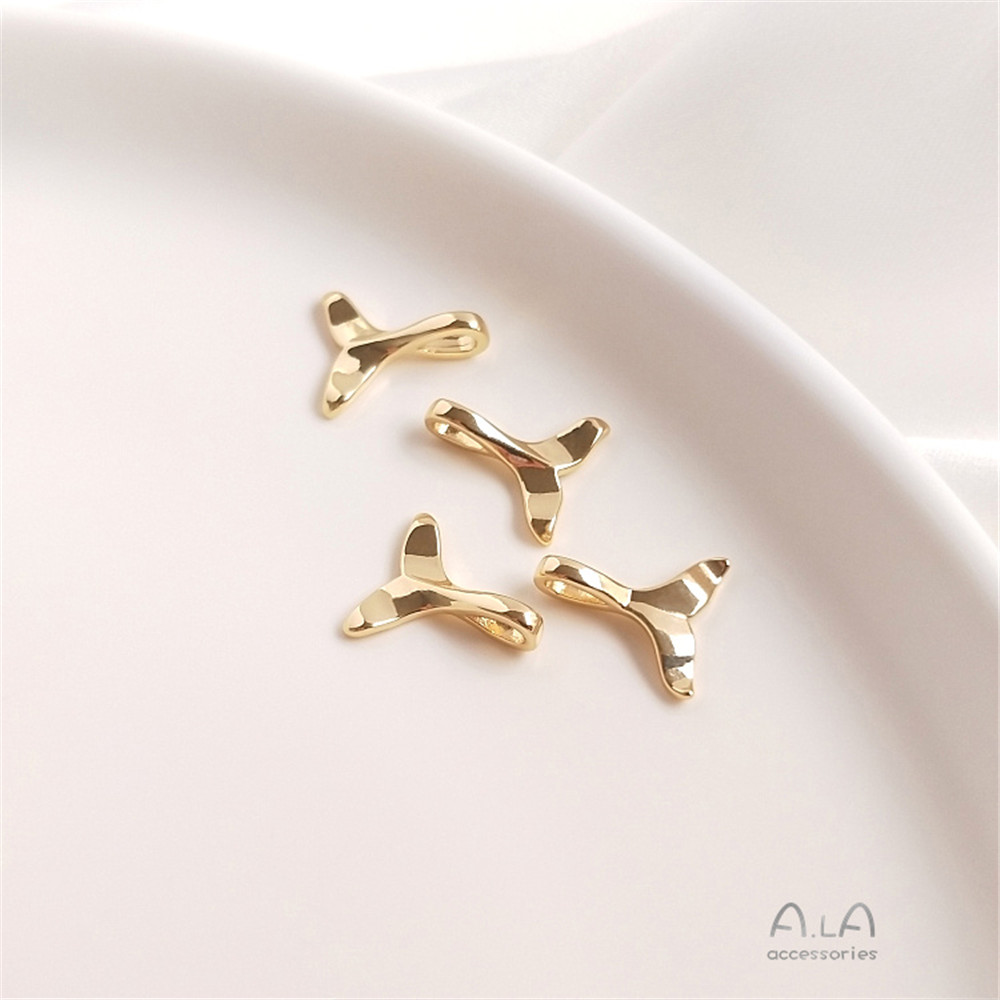 14K Vergulde Walvis Zeemeermin Staart Hanger Diy Hand Armband Sleutelbeen Ketting Oorbellen Hanger Accessoires