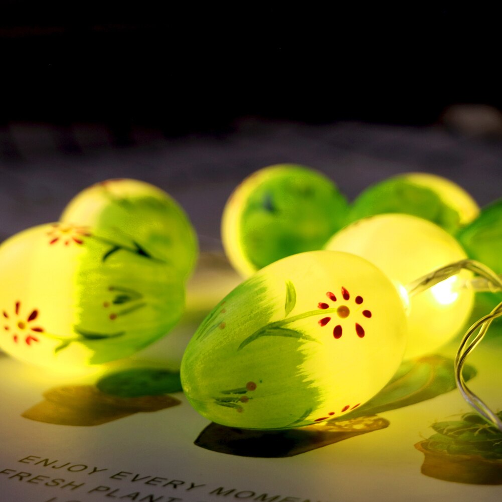 Guirnalda de luces LED con forma de huevo de Pascua, decoración de patio trasero para sala de estar, adornos de Festival colgantes con batería para exteriores