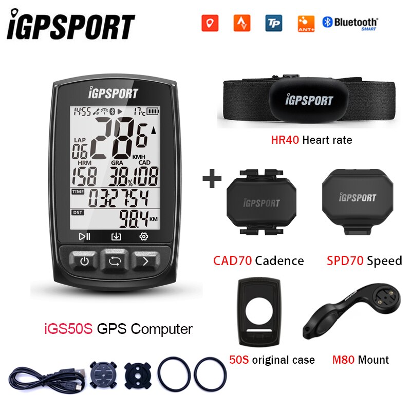 IGPSPORT IGS50S Bike Computer Stopwatch IPX7 Waterproof ANT Bluetooth 4.0 GPS Bike Digital Support
