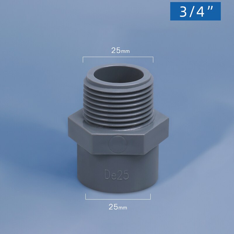 1Pcs Pvc Buisleidingen Buitendraad Slang Connector Huis Tuin Ibc Watertank Verbinding Plastic Gewrichten Adapter: 25mm