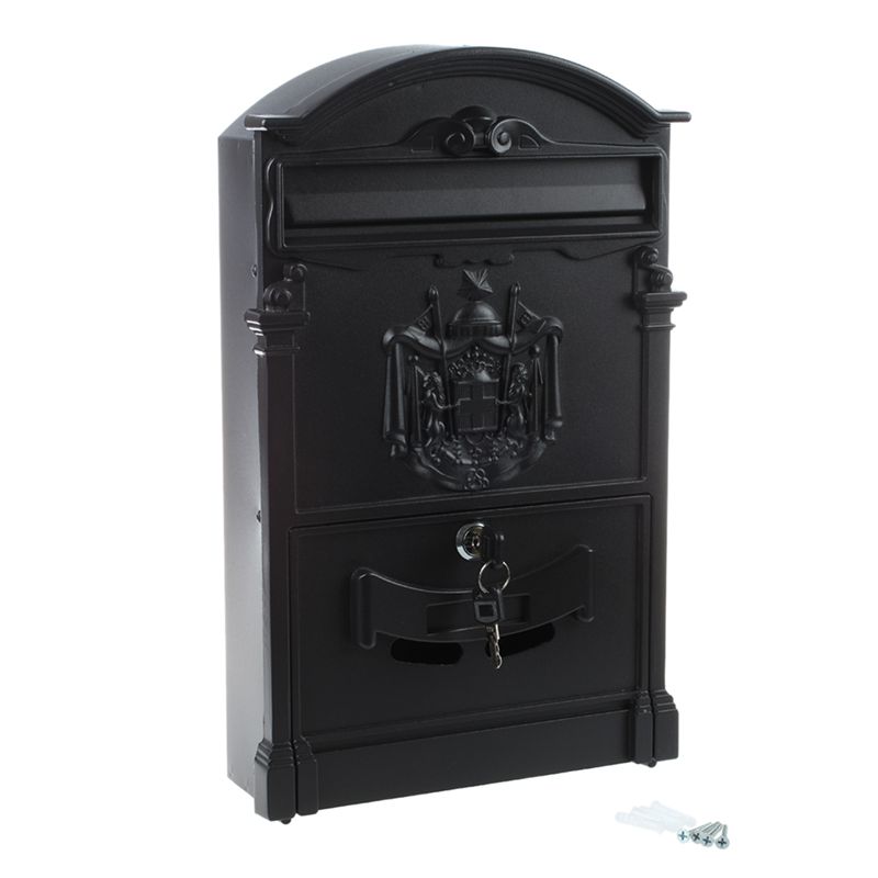 Heavy Duty Black Aluminium Lockable Secure Mail Letter Post Box Letterbox