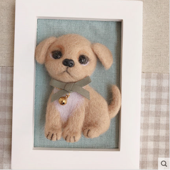 Hund valp bamse til kazakhstan bilde dekor ull nålpunkts kitull ullfilt nålfilt dekorasjon håndverk håndverk d: C