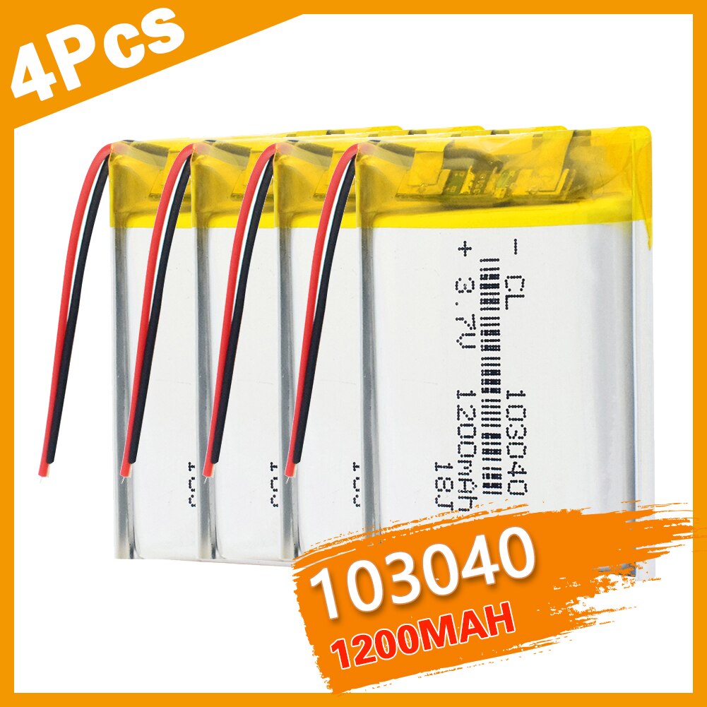 Lithium polymer battery 3.7V 1200mAh LiPo Rechargeable Battery 103040 For MP3 MP4 GPS PSP mobile video game PAD E-book Tablet