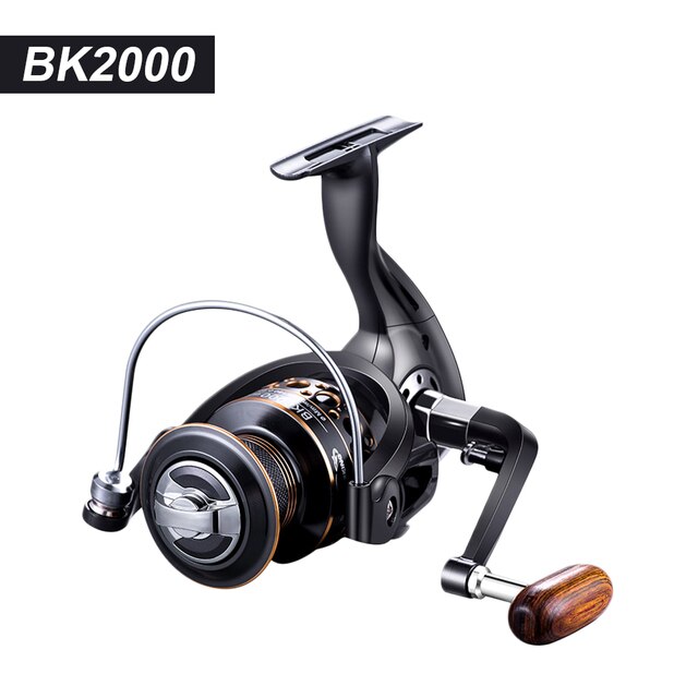 Fishing Spinning Reel 4.7:1 Ratio Ultra Smooth Wooden Knob Powerful Fishing Reel for Freshwater Saltwater Metal Fishing Vessel: BK2000