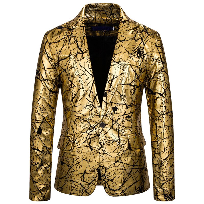Men High-end One-grain Button-down Suit, Foil, Crackle Print Suit Blazers