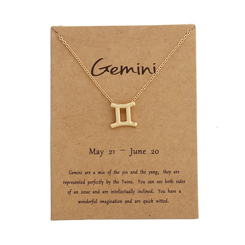 Fashion12 constelación colgante collares Gemini Taurus collar de de cumpleaños Tarjeta de mensaje para mujeres chica