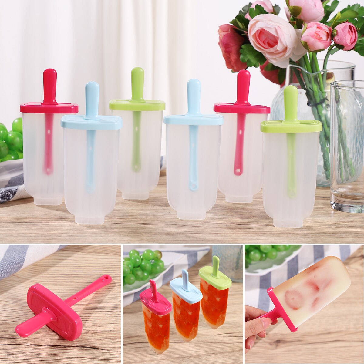 1 Pc Ice Popsicle Mold 6 Holte Snoep Kleuren Ijs Ijslolly Makers Plastic Popsicle Mould Ice Lolly Mallen Voor Keuken ijs Shop