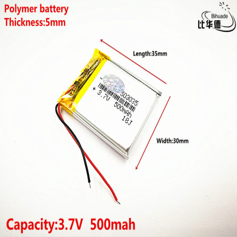 Good Qulity Polymer battery 500 mah 3.7 V 503035 smart home MP3 speakers Li-ion battery for dvr,GPS,mp3,mp4,cell phone,speaker